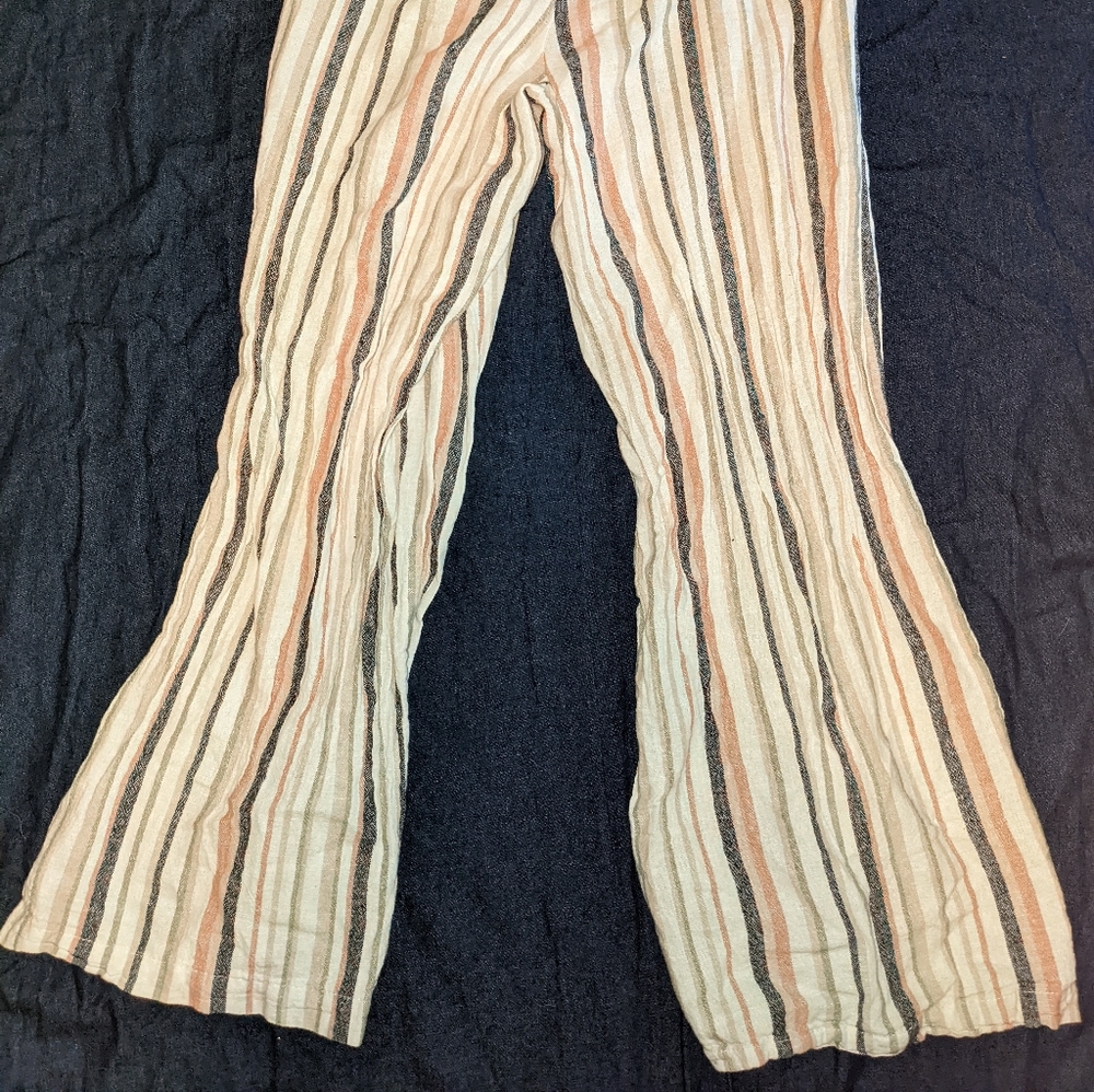 New Look Striped Wide Leg Linen Pants S